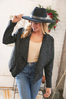 Black Holiday Matte Foiled Cheetah Print Blazer Jacket (Open Pack)