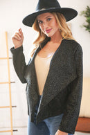 Black Holiday Matte Foiled Cheetah Print Blazer Jacket (Open Pack)