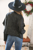Black Holiday Matte Foiled Cheetah Print Blazer Jacket (Open Pack)