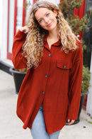 Brick Brushed Button Shacket