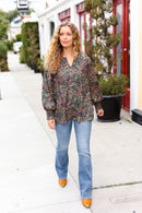 Olive Animal Woven Top