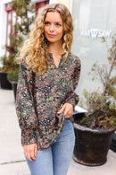 Olive Animal Woven Top