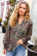 Olive Animal Woven Top