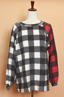 Ivory & Red Plaid Button Sweater