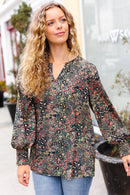 Olive Animal Woven Top