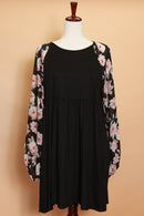 Black Floral Sleeve Dress