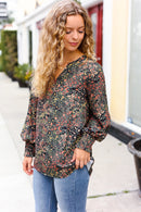 Olive Animal Woven Top