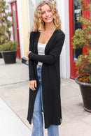 Black Textured Cable Cardigan