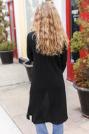 Black Textured Cable Cardigan