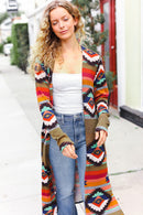 Plus Olive Aztec Duster Cardigan
