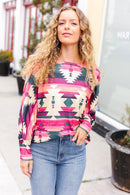 Magenta Tribal Print Dolman Top