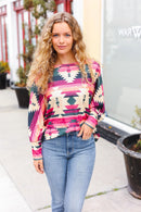 Magenta Tribal Print Dolman Top
