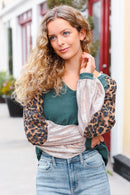 Hunter Green Animal Sleeve Top