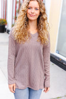 Plus Mocha Textured Cable Sweater