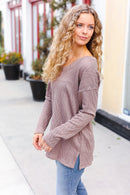 Plus Mocha Textured Cable Sweater