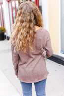Plus Mocha Textured Cable Sweater