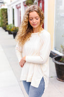 Ivory Textured Dolman Sweater