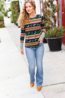 Green Holiday Print Top