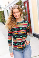 Green Holiday Print Top