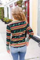 Green Holiday Print Top