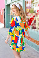 Bright Thoughts Green Floral Print V Neck Babydoll Dress (Open Pack)