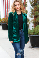 Dazzling Hunter Green Velvet Lapel Blazer (Open Pack)