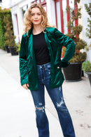 Dazzling Hunter Green Velvet Lapel Blazer (Open Pack)
