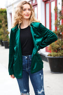 Dazzling Hunter Green Velvet Lapel Blazer (Open Pack)
