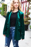 Dazzling Hunter Green Velvet Lapel Blazer (Open Pack)
