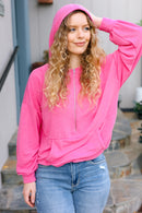 Ready to Relax Hot Pink Half Zip French Terry Hoodie (Open Pack)