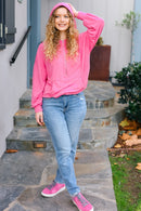 Ready to Relax Hot Pink Half Zip French Terry Hoodie (Open Pack)