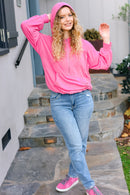 Ready to Relax Hot Pink Half Zip French Terry Hoodie (Open Pack)