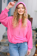 Ready to Relax Hot Pink Half Zip French Terry Hoodie (Open Pack)