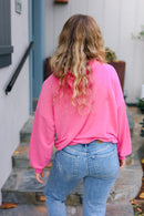Ready to Relax Hot Pink Half Zip French Terry Hoodie (Open Pack)