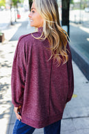 Weekend Ready Burgundy Brushed Mlange Mock Neck Sweater (Open Pack)