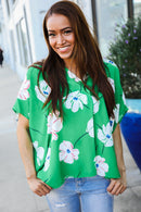 Green Floral Woven Top