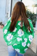 Green Floral Woven Top