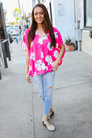 Fuchsia Floral Woven Top