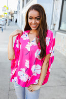 Fuchsia Floral Woven Top