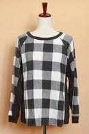 Ivory & Black Plaid Top