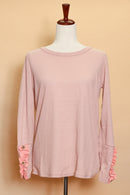 Blush Thermal Embellished Sleeve Top