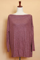 Mauve Marled Wide Shoulder Top