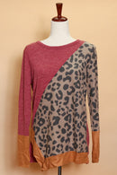 Burgundy & Animal Top