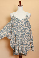 Plus Denim Animal Cold Shoulder Top
