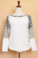 Ivory Waffle Animal Color Block Top (3pc)