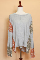 Plus Grey Olive and Rust Animal Top