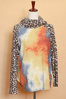 Tie Dye Animal Cowl Neck Sweater