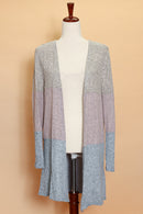 Heather Grey Color Block Open Cardigan (3pc)