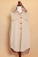 Taupe Button Down Hooded Sleeveless Vest (3pc)