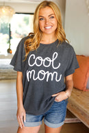 Take A Bow Charcoal "Cool Mom" Embroidery Pop-Up Rib Dolman Top (Open Pack)